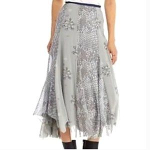 Free People handkerchief skirt gray floral M (Size 6)